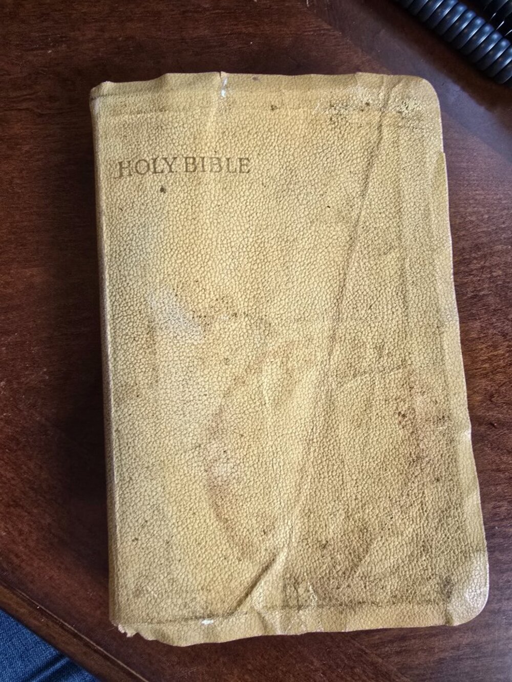 Vintage 1962 Holy Bible Illustrated Gold Leatherette Custom Inscription FUC